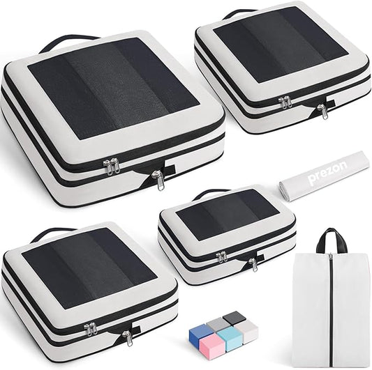 Compression Packing Cubes for Travel, Lightweight Vacation Travel Essentials, Travel Accessories for Suitcase Organizer Bags Set, Durable Luggage Organizer