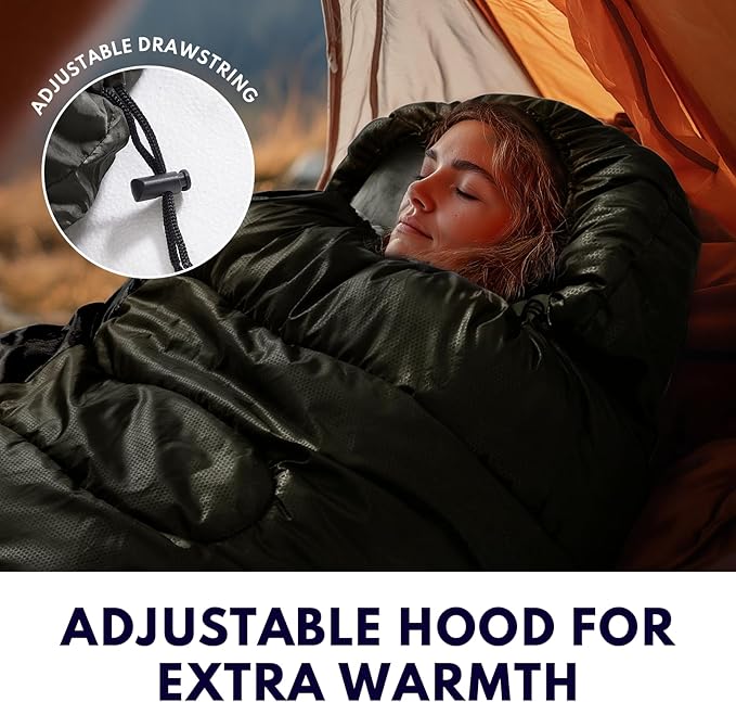 0 Degree XXL Sleeping Bags for Adults Cold Weather,Camping Sleeping Bag with Compression Sack for Winter Hiking, Hunting,Traveling