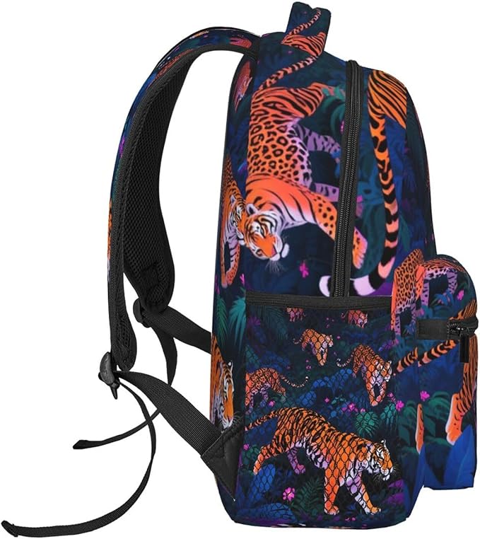 Rucksack Multipurpose Anti-Theft Big Capacity Shoulder Bag, Tige Rainforest Art Travel Hiking Camping Rucksack With Side Pockets