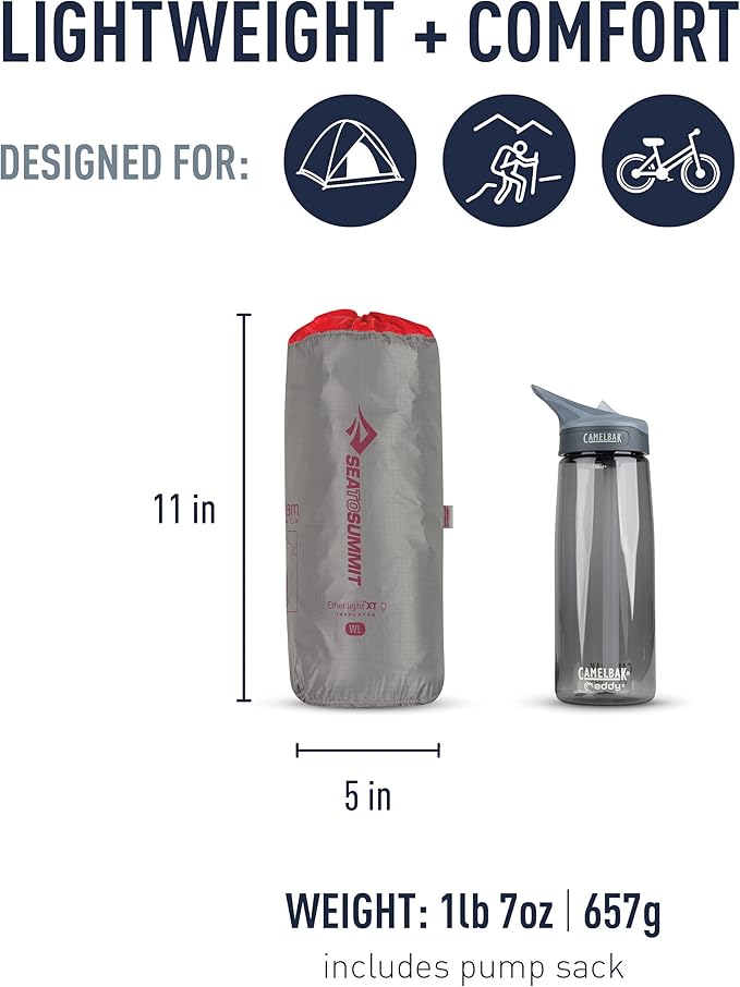 Sea to Summit Ether Light XT Extra-Thick Insulated Sleeping Pad, Women's Large (72 x 25 x 4 inches)