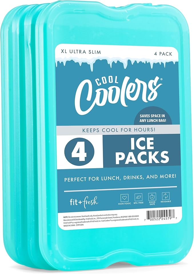 Cool Coolers by Fit + Fresh Slim Compact Reusable XL Ice Pack, Perfect for Lunch Boxes, Coolers, and Beach Bags