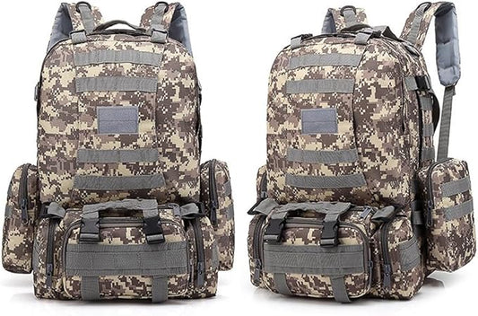 Tactical Backpack Military Army Rucksack 60L Large Assault Pack Camping Detachable Molle Bag (ACU)