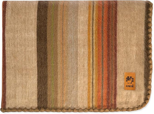 Alpaca Wool Blanket - Queen Size Bed - Alpaca Throw - Best Gift & Warm, Lightweight, Couch or Camp - Outdoor - 87 x 64 Inches (Brown)