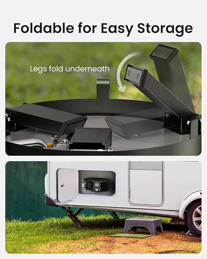 Ciays Large Propane Fire Pit 19 Inch, Gas Fire Pit with Grill Grate, Folding Legs, Hose Hooks, Propane Tank Holder, Cover & Carry Strap, CSA Certified Portable Outdoor Fire Pit for Camping, 58,000 BTU