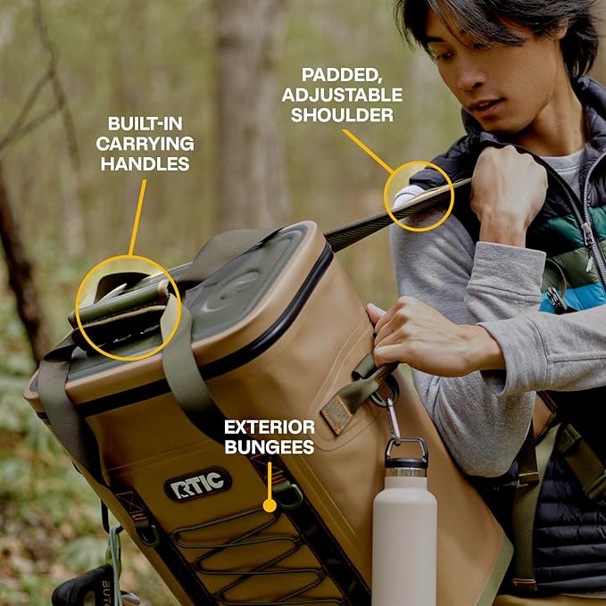 RTIC Backpack Cooler 24 Can, Insulated Portable Soft Cooler Bag Waterproof for Ice, Lunch, Beach, Drink, Beverage, Travel, Camping, Picnic, Car, Hiking