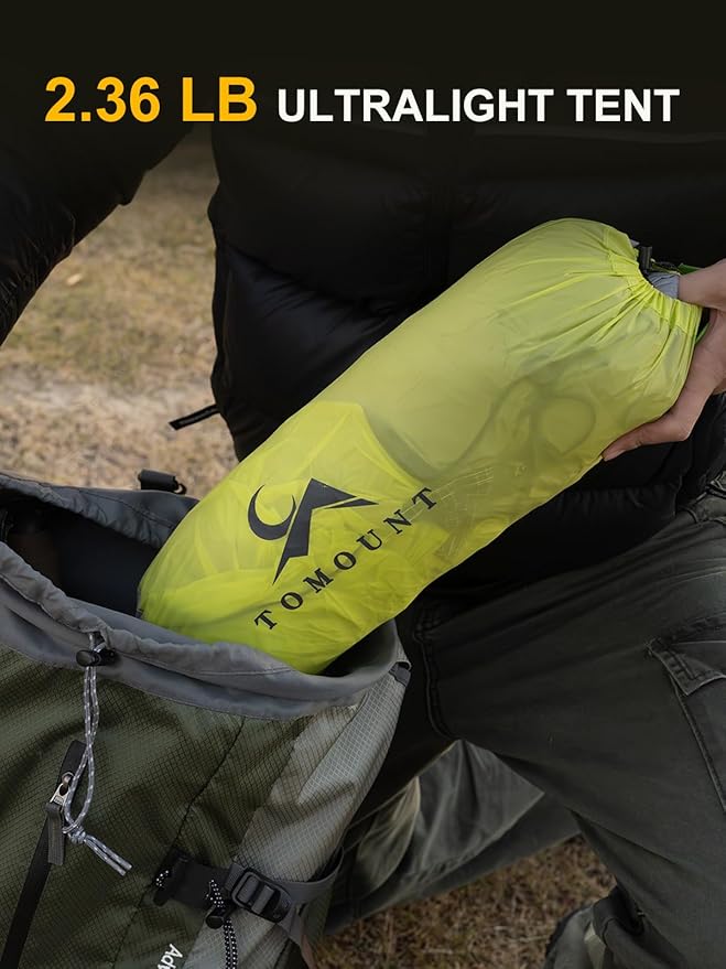 TOMOUNT Ultralight Bivy Tent 15D Nylon Trekking Pole Tent for one Person,Lightweight Backpacking Tent,Waterproof Windproof Tents for Climbing,Camping,Hiking,Trekking
