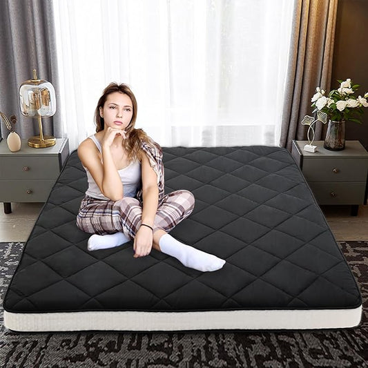 DoCred Twin Size Futon Mattress, Extra Thick Foldable Japanese Floor Mattress Memory Foam Sleeping Pad for Adults - Roll Up Mattress Tatami Mat Folding Sleeping Pad Breathable Floor Lounger Guest Bed