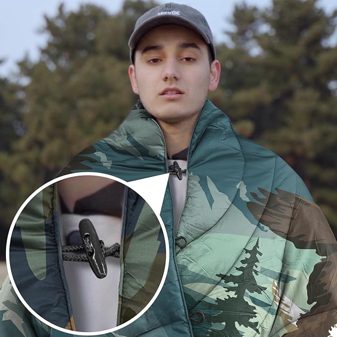 Camping Blanket Puffy - Outdoor Stadium Blanket Wearable, Lightweight, Packable, Machine Washable Camping Quilt for Traveling, Picnic, Beach, Party