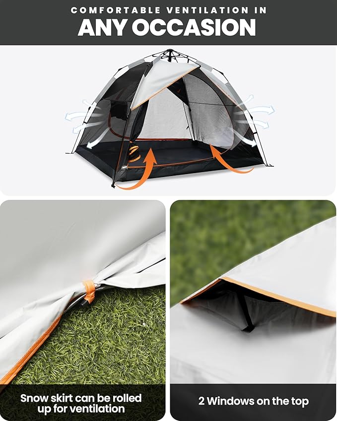 OutdoorMaster 2 Person Camping Tent, 3 Seasons Lightweight Backpacking Canopy, Waterproof and Weatherproof Sun Shelter, Double Layer Outdoor Cabana for Camping, Hiking and Mountaineering