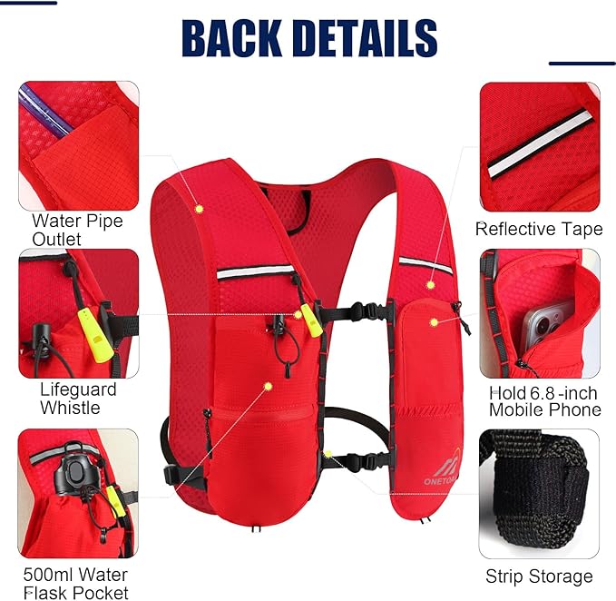 Running Vest for Women & Men, 6L Hydration Backpack with 2L Water Bladder, Lightweight Water Backpack for Trail Running, Marathon, Hiking, Cycling, Jogging, Adjustable Fit