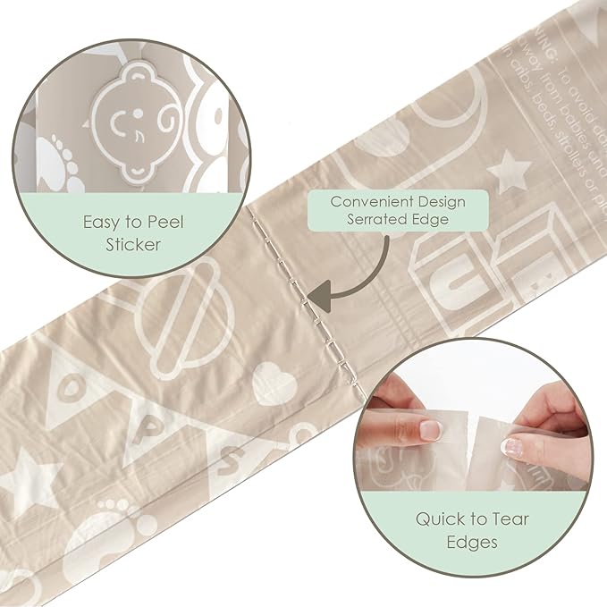 Teddy Bear Diaper Bag Dispenser | Diaper Trash Bags on the Go Dispenser w/Silicon Strap | 15 UNSCENTED Baby Poop Bags per Roll | Dirty Diaper Bags Disposable | Diaper Waste Bags (ROSIE PINK)