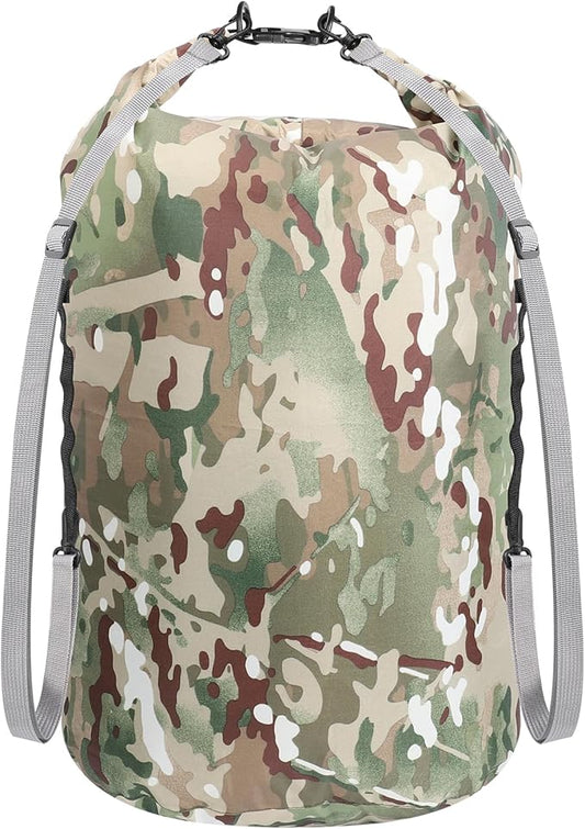 Dry Bags Waterproof Dry Sacks Camouflage Small Lightweight Dry Bag with Strap for Paddle Board Kayaking Fishing Camping Hiking (35L)