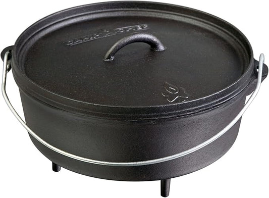 Camp Chef SDO10 10" Double Black Seasoned Cast Iron Dutch Oven with Lid