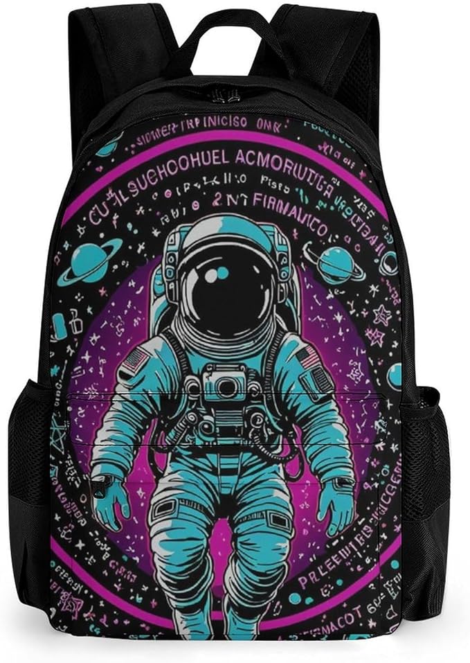 Adults Lightweight Psychedelic Space Astronaut Outer Space Chemical Formula Art Shoulder Book Bags Big Capacity Shoulder Bag With Adjustable Shoulder Straps for Trekking Work Walking Cycling