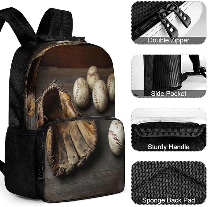 Daypack Backpack Polyester Multipurpose Anti-Theft Retro Baseball Shoulder Bag Big Capacity Gym Outdoor Hiking Backpack With Smooth Zippers