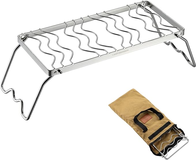 CAMPINGMOON Portable Folding Camping Campfire Grill over Fire Split Stoves 304 Stainless Steel (13.8’’L (MS-1111))