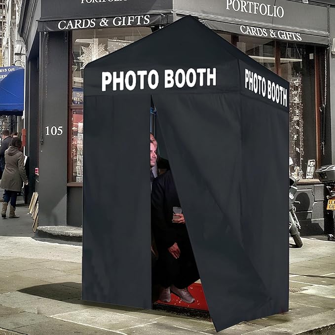 Eurmax USA 5'x5' Pop-up Canopy Portable Photo Booth Tent for Events Wedding Photobooth for Professional Photos Photo Studio Photo Booth System with Roller Bag，Bonus 4 SandBags (Black)