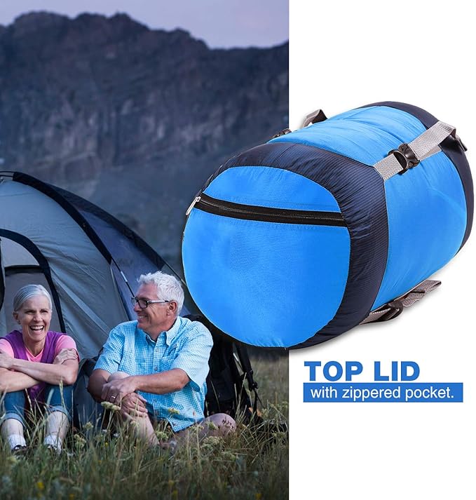 REDCAMP Nylon Compression Stuff Sack, 10L/17L/27L/40L Lightweight Sleeping Bag Compression Sack Great for Backpacking, Hiking and Camping,Blue/Yellow/Army Green/Black