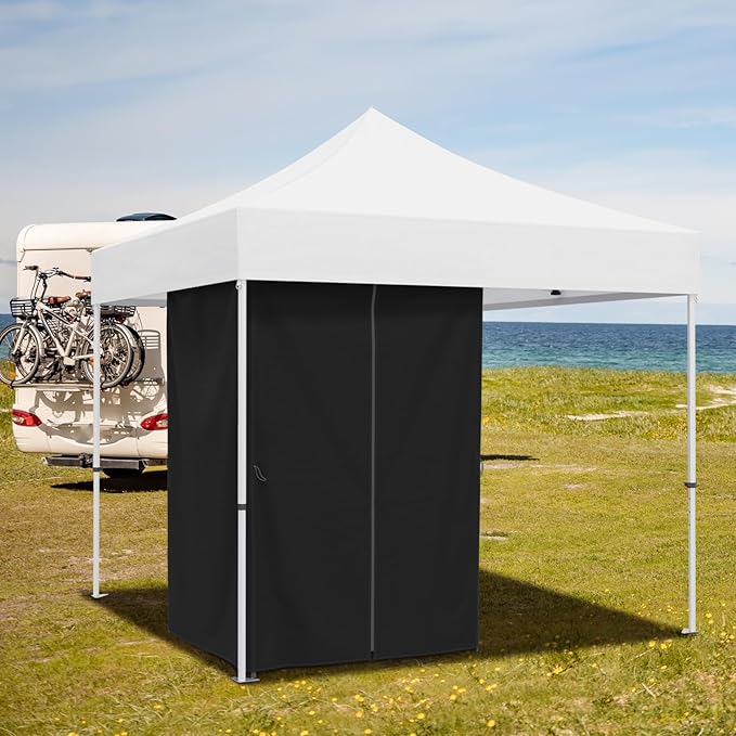 EAGLE PEAK Portable Privacy Tent Changing Room for Pop Up Canopy Fits Canopies with Cross Bars Outdoor Hanging Privacy Curtain 55.1" L x 55.1" W x 80.7" H, Black