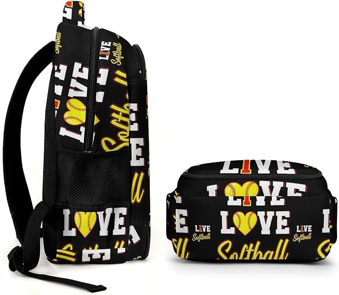 Travel Backpack I Live Love Softball for Women Men, Anti Theft Laptop Daypack with Large Capacity for College Work Weekender Outdoor
