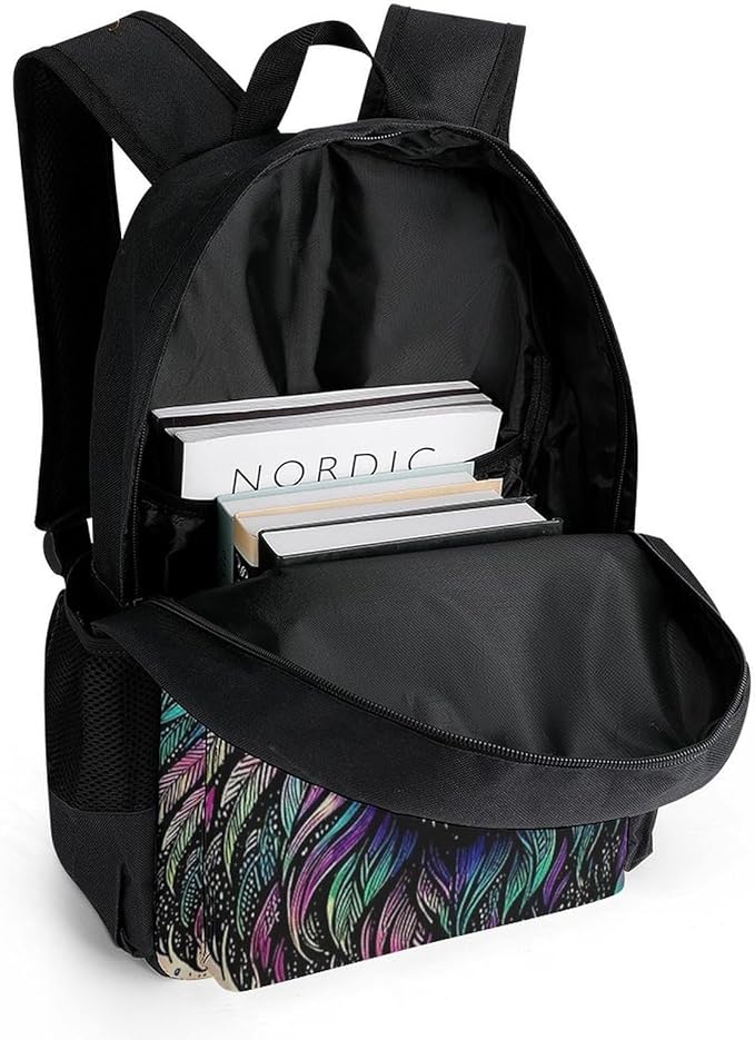 Supdreamc Polyester Daypack Bookbag for Gym Business Bicycle, Large Capacity Multipurpose Anti-Theft Carry On Bag, Colorful Lion Galaxy Art Travel Hiking Daypack