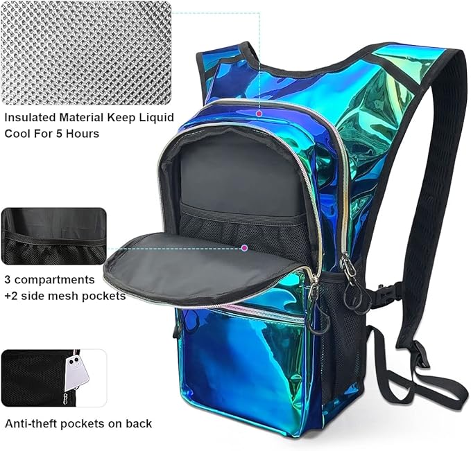 Hydration Backpack Pack, Water Backpack 20L Capacities Included 2L Hydration Bladder, Festival Essential - Rave Hydration Pack Hydropack Hydro for Hiking, Festival Gear