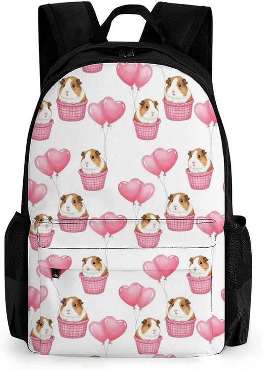 Supdreamc Polyester Daypack Backpack for Sports Travel Running, Big Capacity Anti-Theft Multipurpose Carry On Bag, Guinea Pigs Balloon Art Laptop Book Bag Rucksack