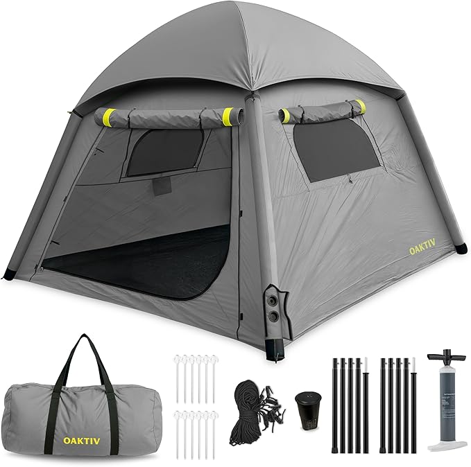 CloudCamp Inflatable Tents for Camping- 6 People Waterproof Oxford Fabric(210D), Quick Setup Air Tent with Manual & Battery Pump, UV Protection, 4-Season Inflatable Tent