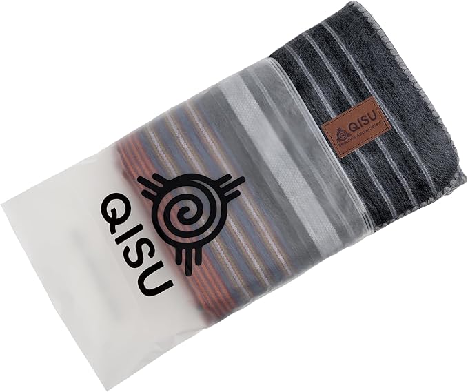 QISU Alpaca Wool Blanket Throw | Large, Beautiful, Warm, Variegated | 85 x 65 inches | Ultra-Soft, Hypoallergenic and Breathable | Non-Itchy or Scratchy Fabric (Grey Autumns)