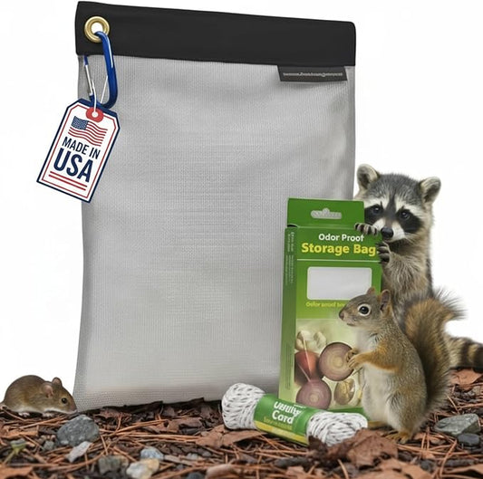 The Ultralight Camping Bundle- Rodent Proof Dry Bag for Backpacking - Bear Bag Food Storage for Camping with Coghlans Odor Proof & Waterproof Bag, Survival Utility Rope and Carabiner (Large)