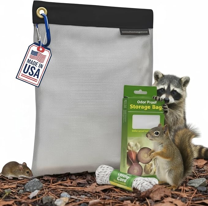 Ultralight Critter Protection Kit- Rodent Proof Stainless Steel Bag for Backpacking - Bear Bag Food Storage for Camping with Coghlans Odor Proof & Waterproof Liner, Survival Utility Rope & Carabiner