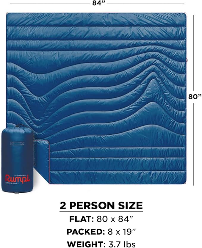 Rumpl Original Puffy Blanket - Warm Puffy Camping Blanket, 100% Recycled Polyester Insulation, Lightweight, Packable, Water-Resistant, Outdoor Puffer Blanket, 80"x84", Cypress