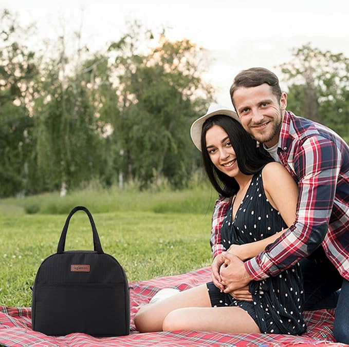 Insulated Lunch Bag for Women Men, Lunch Containers Reusable High Capacity Lunch Tote Bags for Work Picnic (Black)