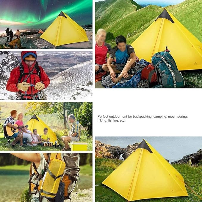 GeRRiT 2 Person Tents Camping Folding Camping Tent Outdoor Sun Shade Waterproof Double Layer Backpacking Tent 3-4 Seasons Easy Set Up for Outdoors Camping