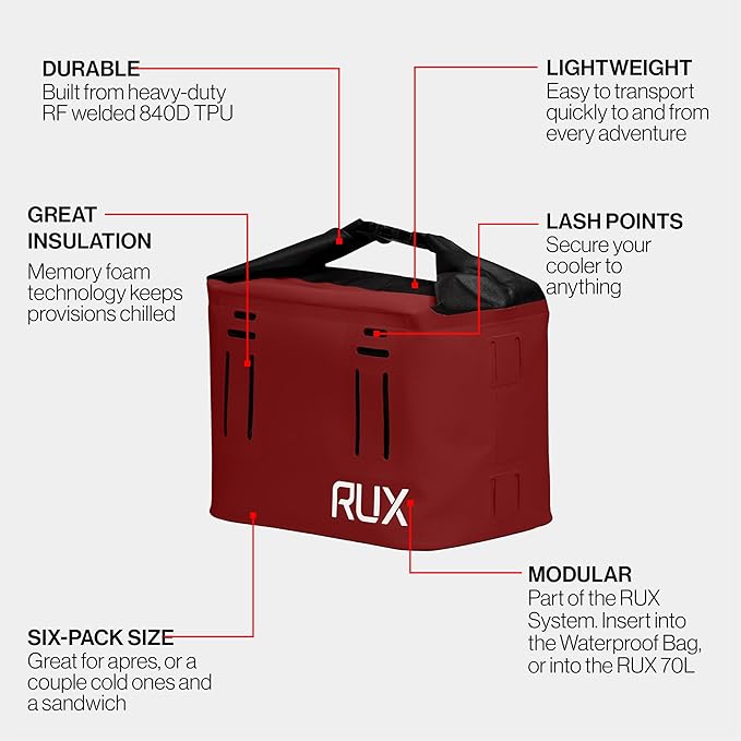 RUX 5L Cooler Cube - Our Small Cooler Bag is A Compact, Insulated Soft Cooler Perfect for Camping, Daily Carry, Or Van Life. Weatherproof, Modular, and Built to Go Anywhere.