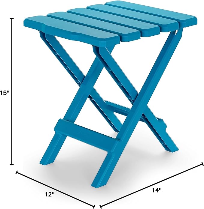 Camco 51680 Small Quick-Folding Adirondack Table, Plastic, Aqua