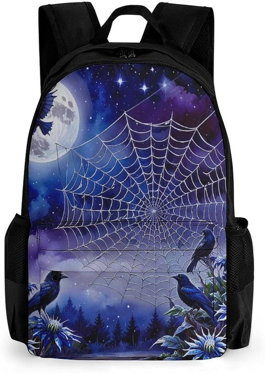 Supdreamc Men Women Polyester Dream Catchers Net And Raven Daypack Big Capacity Shoulder Bag With Adjustable Shoulder Straps for Camping Travel Walking Cycling