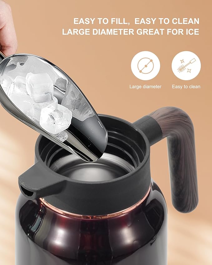 Thermal Coffee Carafe 70 oz - 36 Hour Hot Stainless Steel Carafes for Hot Liquids-Insulated Coffee Carafes For Keeping Hot/Cold Coffee, Tea, Water, Drink Dispenser for Parties(Black)