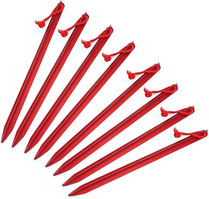 ASR Outdoor 9 Inch Aircraft Grade Aluminum Camping Stakes Tent Pegs - 8 Pack
