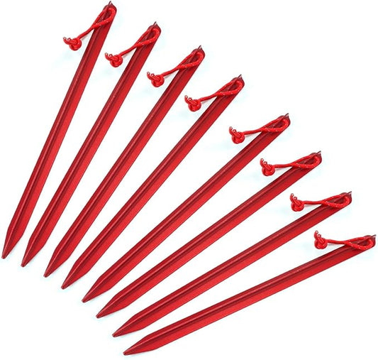ASR Outdoor 9 Inch Aircraft Grade Aluminum Camping Stakes Tent Pegs - 8 Pack