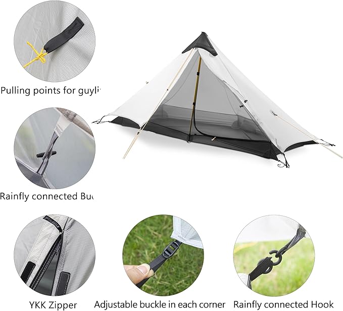 Ultralight Waterproof Tent, Double-Layer Three-Season Backpacking Tent for 1-Person Camping, Kayaking, Climbing, Hiking, Weighing in at only 2 pounds for The Tent
