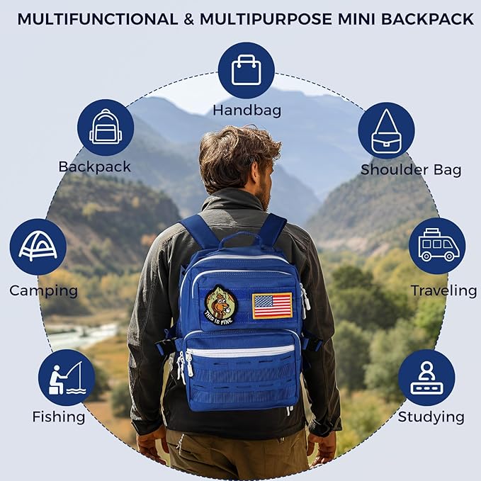 9L Mini Tactical Backpack for Men Women,Small Military Tactical Backpack for Sport,Gym,Hiking,Travel,Camping (Navy Blue)