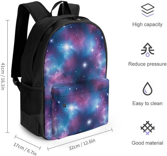 Sporty Travel Hiking Rucksack Gym Outdoor Bag Purple Blue Galaxy Daypack Backpack Men Women