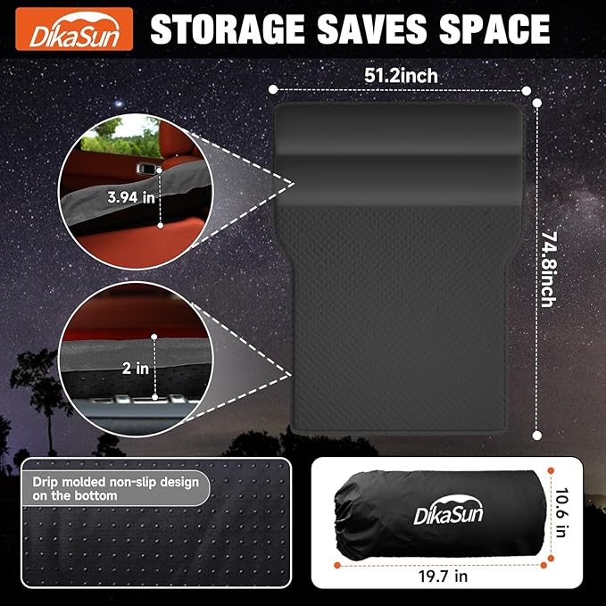 SUV Air Mattress, Self-Inflating Memory Foam Car Bed Mattress for SUV, Travel Camping Car Sleeping Pad with Storage Bag