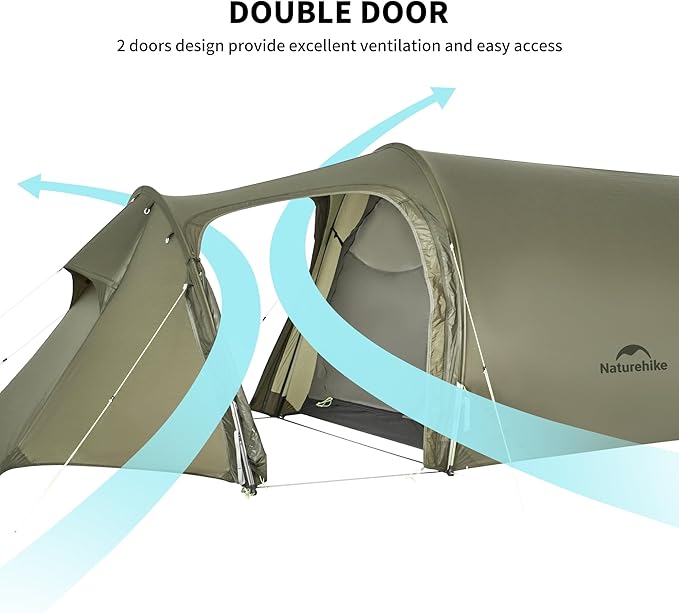 Naturehike Opalus 4 Season Camping Tent, Waterproof 2-3 Person Backpacking Tent, Double Layer Tunnel Winter Tents for Camping