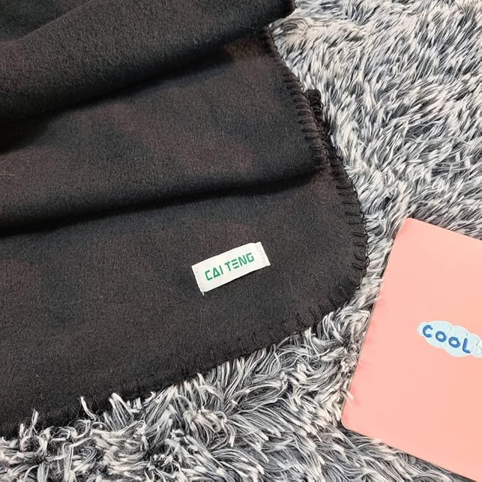 CAI TENG Fleece Throw Blankets Lightweight Warm for Soft Cozy Pet-Friendly Bulk Fleece Blanket Solid for Home, Bed, Sofa, Dorm, Office, Gifts, Outdoor (Black, Pack of 6-50 x 60 inch)