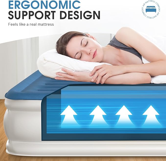 DIVON Air Mattress Queen with Built in Pump,15''High Inflatable Mattress,Quick Blow Up Mattress in 3 Mins,Upgraded Air Bed for Home, Guests & Camping,660lbs