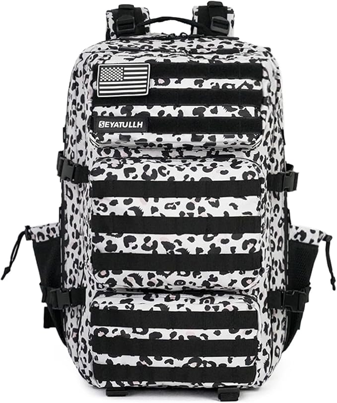 Military Tactical Backpack 55L for Men & Women Bug Out Bag Assault pack Molle Daypack Hiking Trekking Rucksack (Leopard print color)