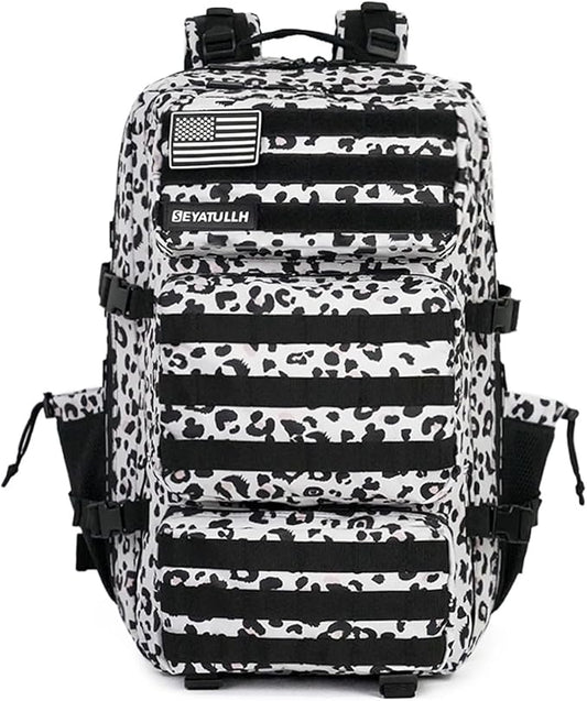 Military Tactical Backpack 55L for Men & Women Bug Out Bag Assault pack Molle Daypack Hiking Trekking Rucksack (Leopard print color)