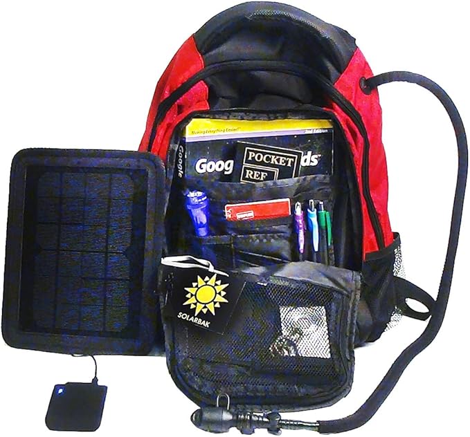 Solar Powered Backpack, Charges Mobile Devices, Take Your Power with You, 12k mAh L-ion Battery, Black & Blue - Stay Charged My Friends ..